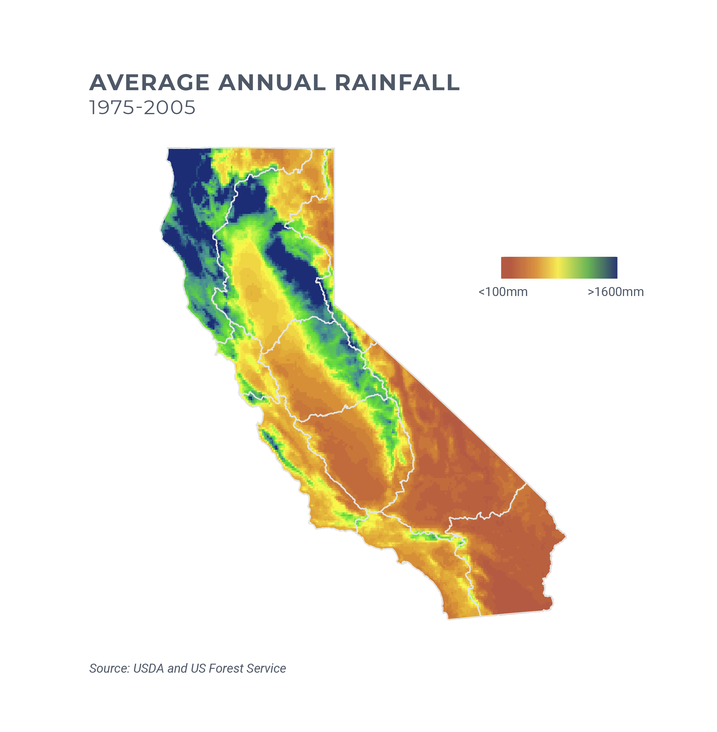 average california annual rainfall